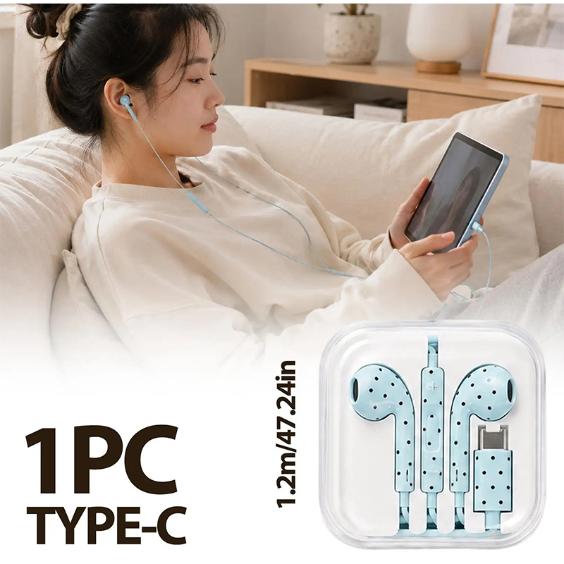 Usb C Earphone - سماعة أذن داخلية بنمط نقاط البولكا