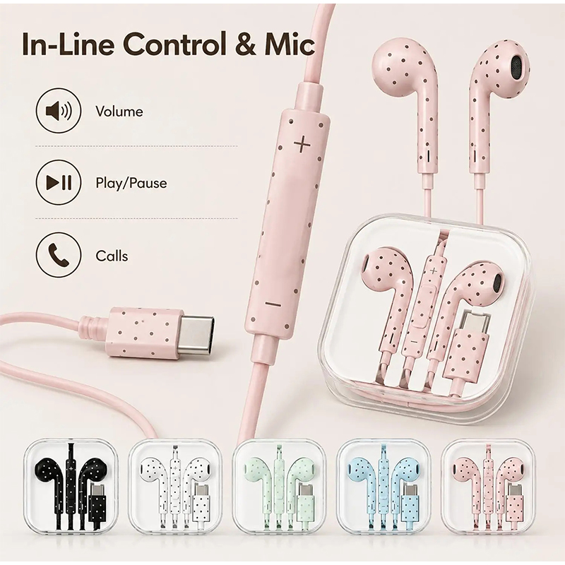 سماعة أذن داخلية بنمط نقاط الب - مراجعة Usb C Earphone وسعره