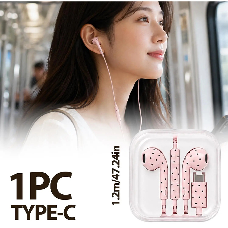 سماعة أذن داخلية بنمط نقاط الب - مراجعة Usb C Earphone وسعره